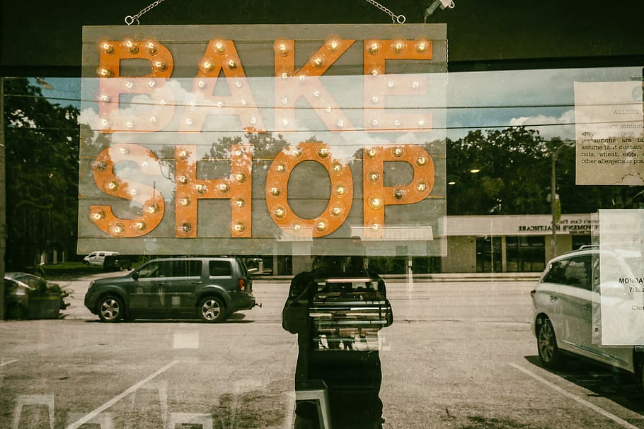 bake shop signage, car, automobile, vehicle, transportation, machine HD wallpaper
