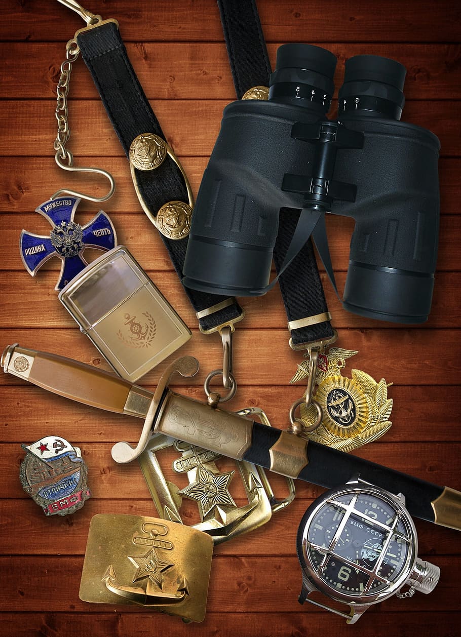 collection, history, vintage, object, badge, service, clock HD wallpaper