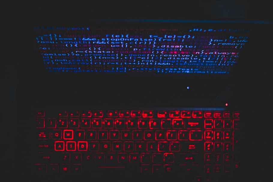 Blue And Red Light From Computer , codes, keyboard, laptop, screen HD wallpaper