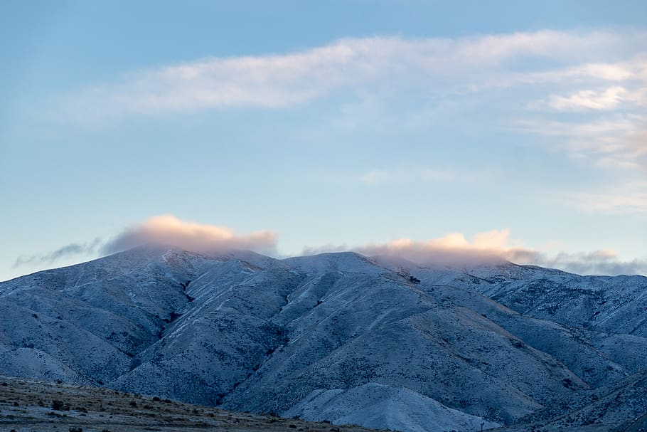 Mountain Under White Clouds, altitude, bird's eye view, cold HD wallpaper