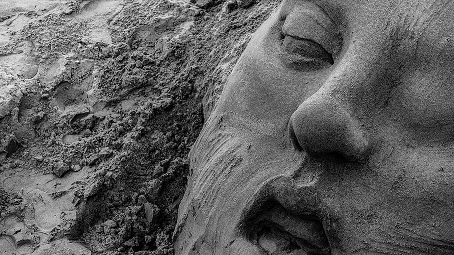 sand, sculpture, face, character, longing, the art of, human body part HD wallpaper