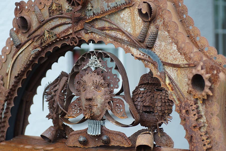 art, object, sheet, rust, face, art and craft, representation HD wallpaper