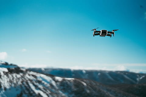 white and black flying drone, leisure activities, adventure, outdoors HD wallpaper