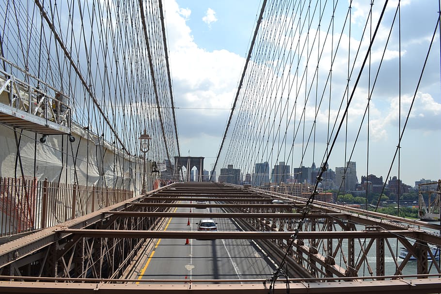 brooklyn bridge, built structure, sky, architecture, bridge - man made structure HD wallpaper