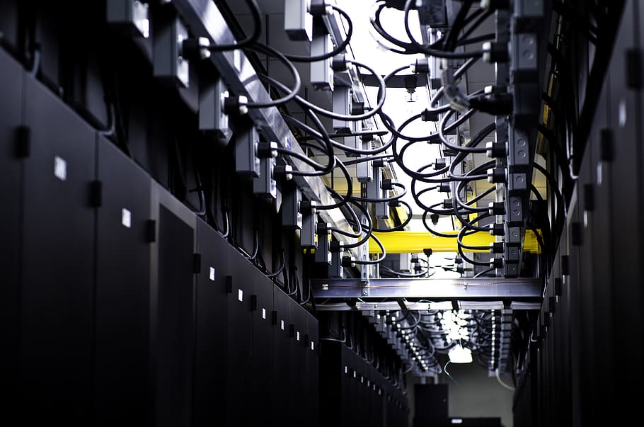 computers, wires, data, datacenter, architecture, built structure HD wallpaper