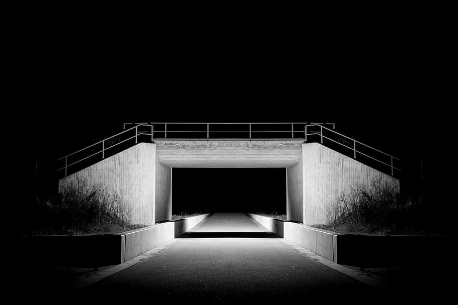 road, street, overpass, bridge, architecture, night, evening HD wallpaper