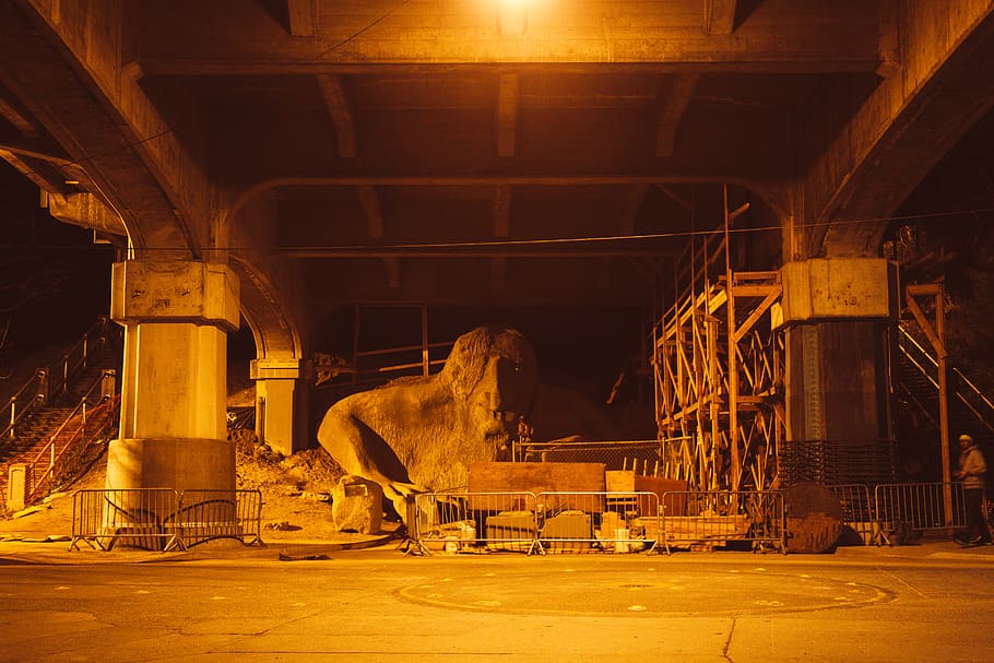 brown concrete bridge, human, person, lighting, building, animal HD wallpaper