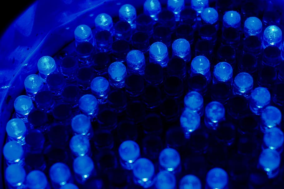 bottle, light, lamp, array, shade, blue, lights, switch, spiral HD wallpaper