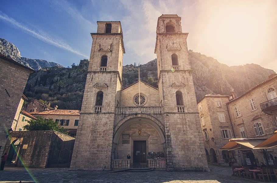 gray bricked building, castle, architecture, montenegro, kotor HD wallpaper