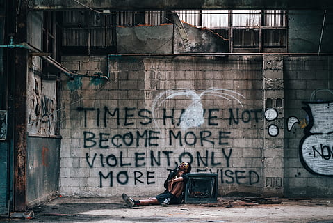 man leaning on wall with text, graffiti, person, street, alley HD wallpaper