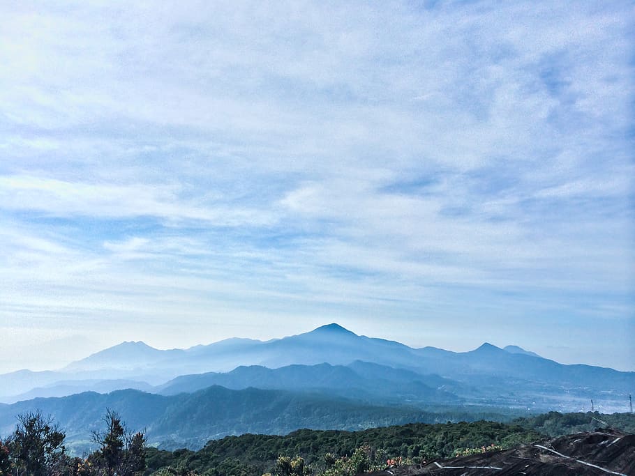 indonesia, mountain, sky, blue, nature, bandung, scenics - nature HD wallpaper