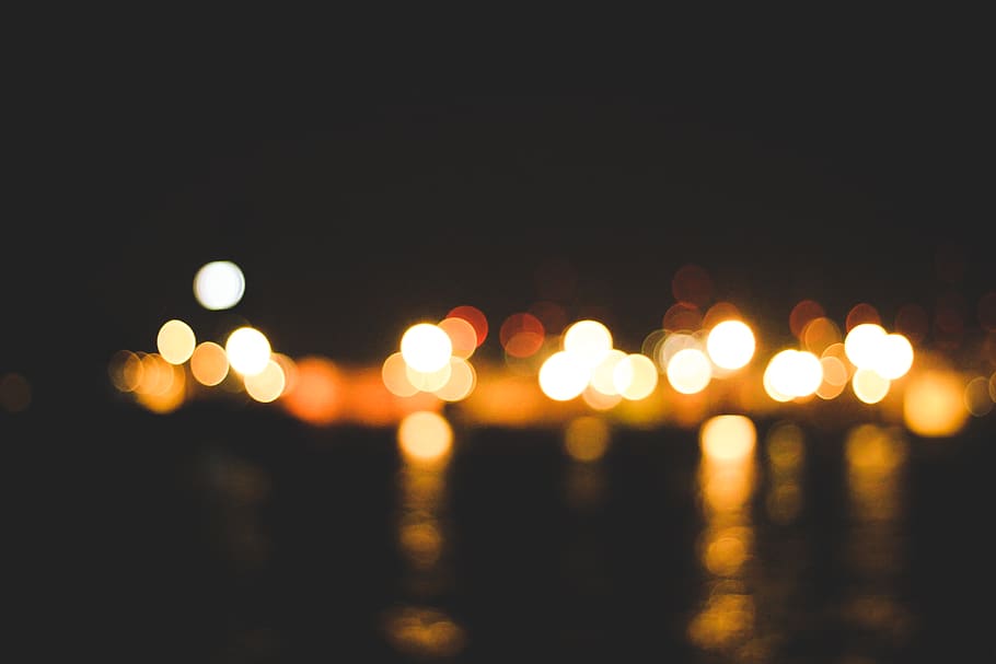 abstract, yellow, orange, light, illuminated, night, defocused HD wallpaper