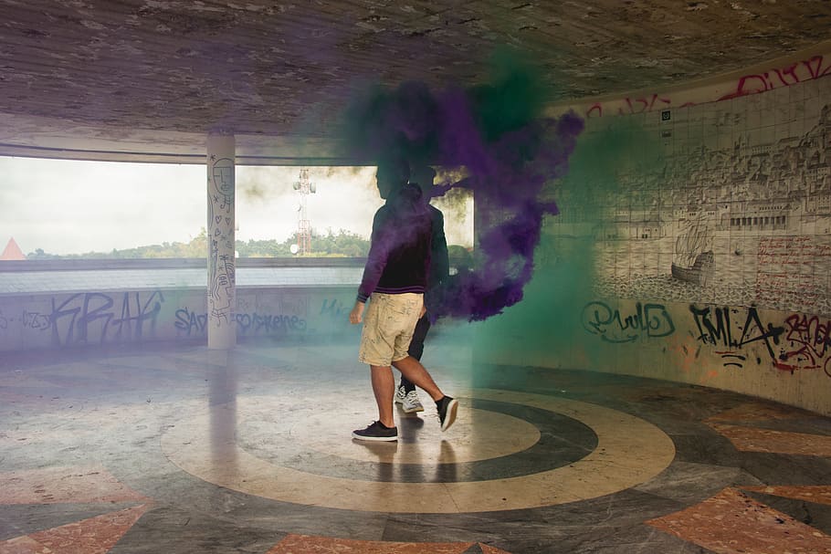 smoke, view, landscape, potrait, grenade, color, smoke grenade HD wallpaper