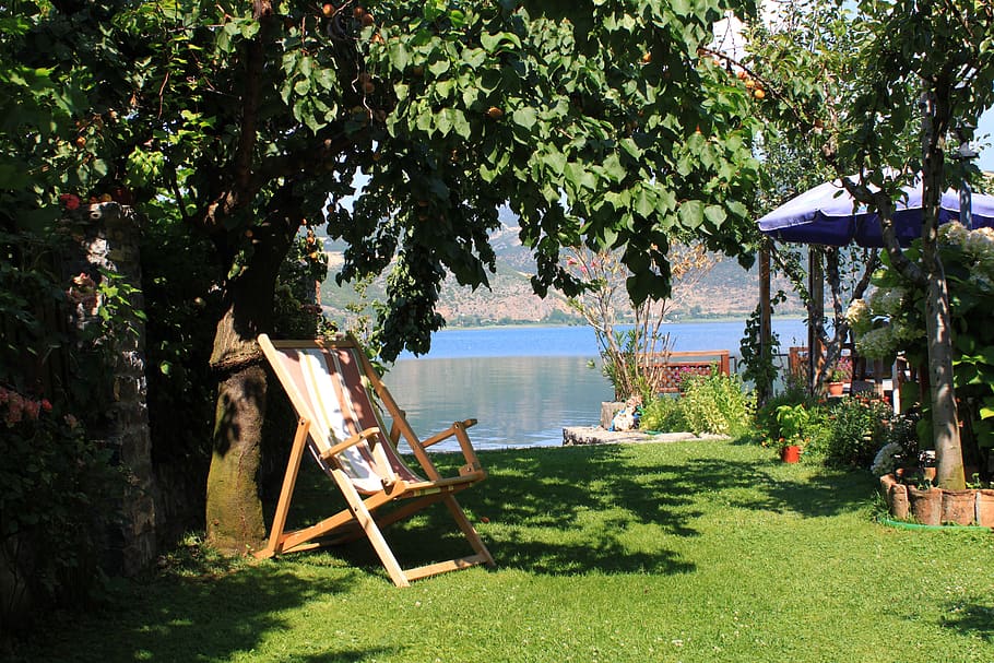 tree, garden, summer, bench, nature, relaxation, chair, albania HD wallpaper