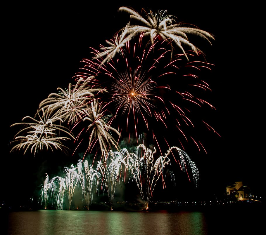 australia, canberra, firework, night, firework display, illuminated HD wallpaper