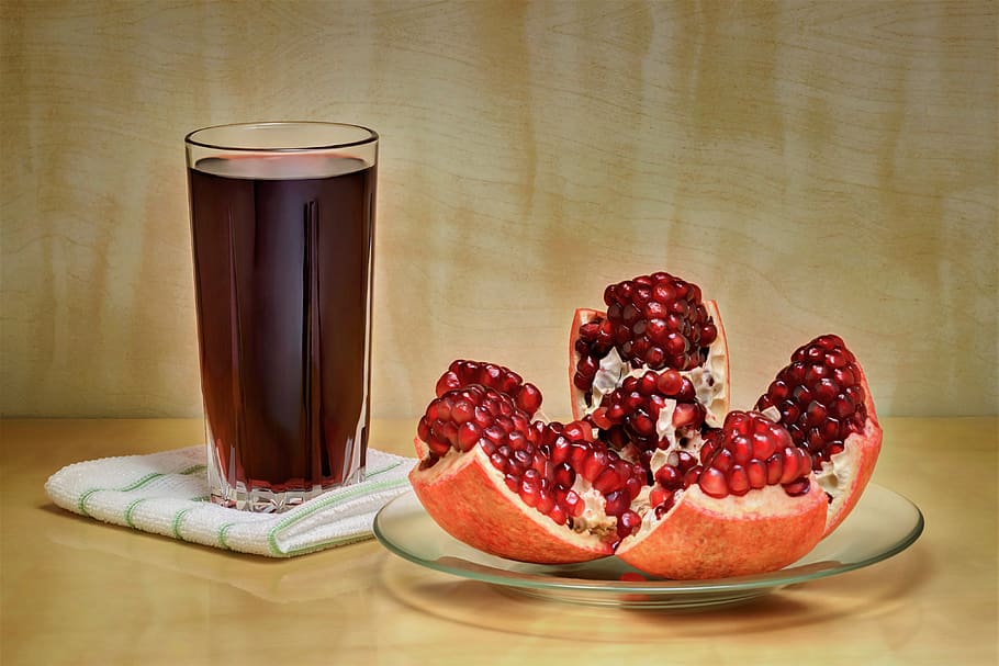 pomegranate, juice, vitamin, red, healthy, ripe, a healthy diet, HD wallpaper