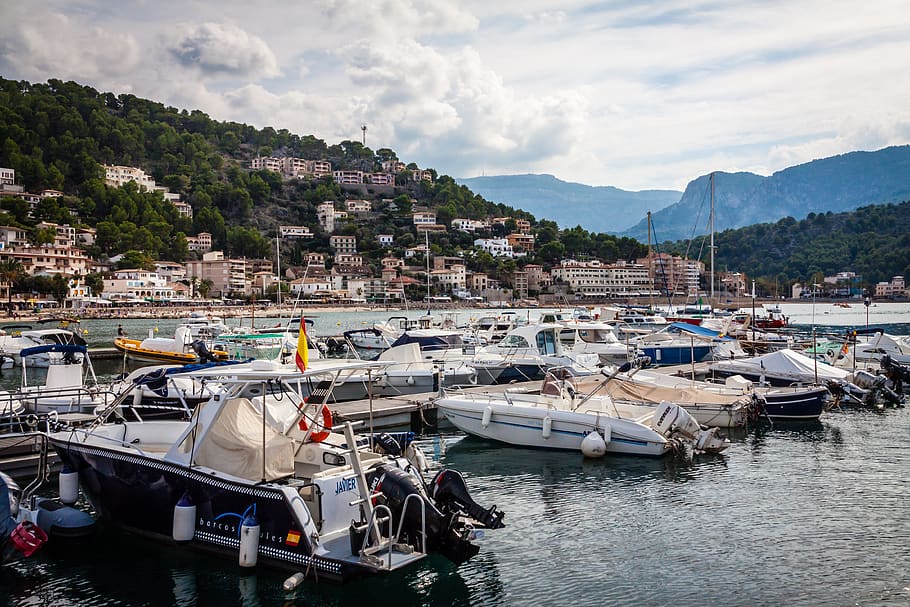 sóller, port, de, mallorca, sea, coast, spain, boats, travel HD wallpaper
