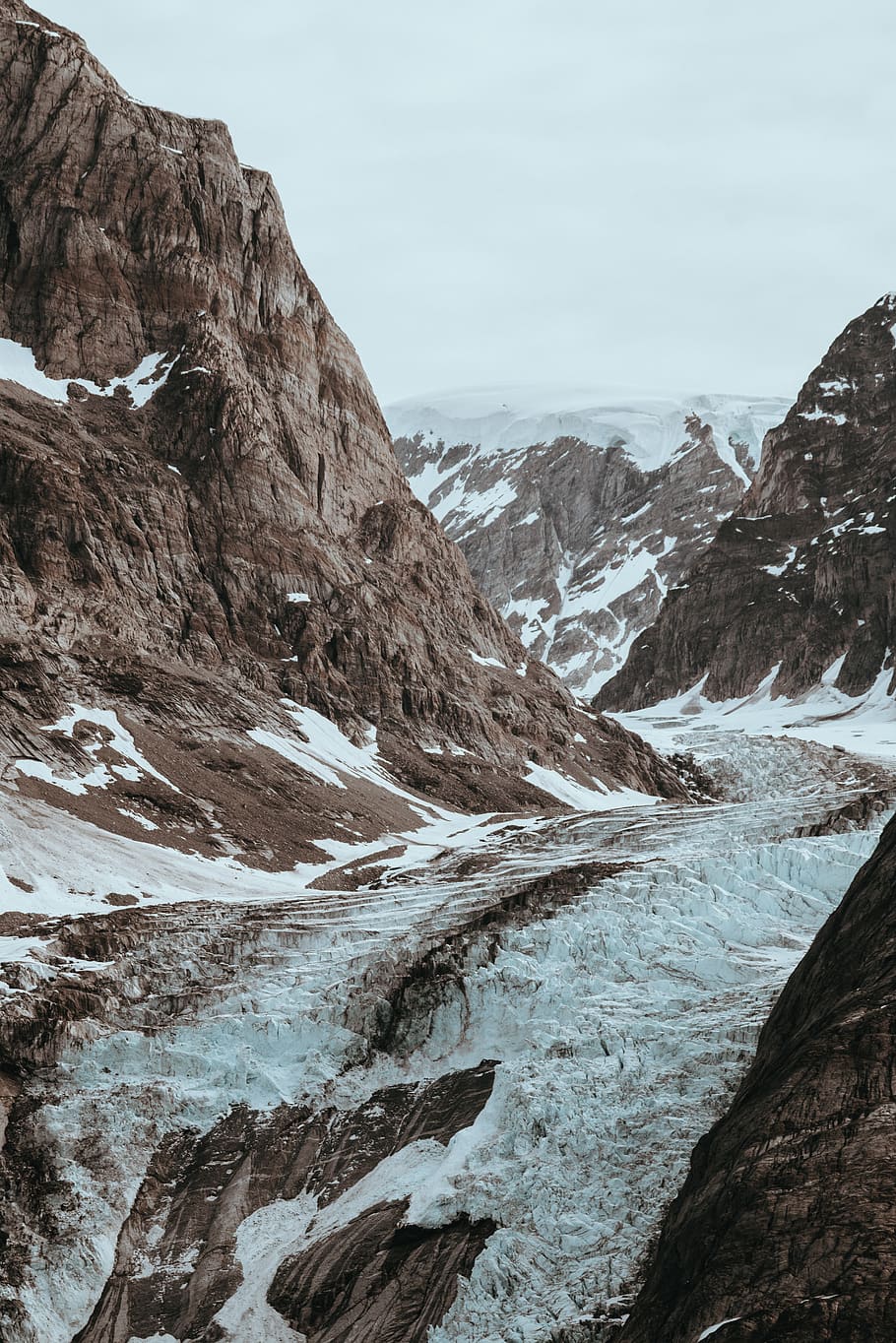 brown mountains, outdoors, nature, ice, snow, glacier, mountain range HD wallpaper