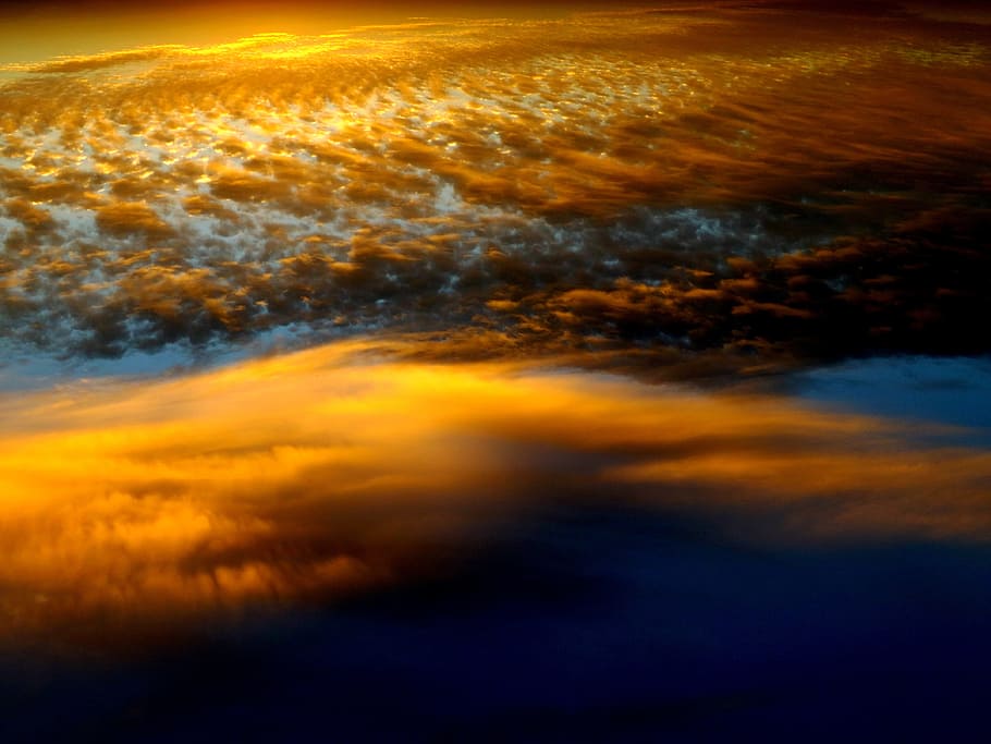 sky, cloud, cloudy, blue, smoke, nature, cloud - sky, sunset HD wallpaper