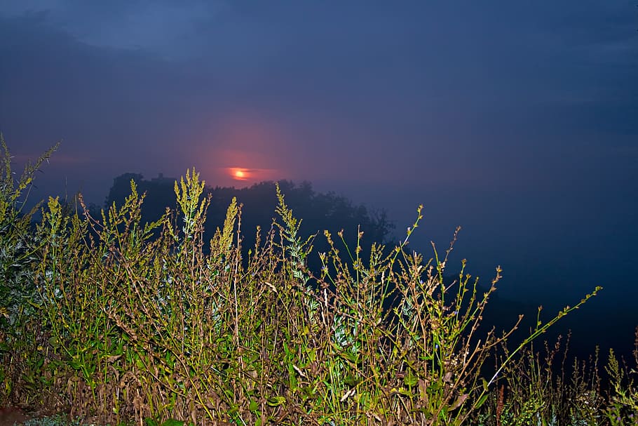 night, scene, beautiful, sun, sky, beauty in nature, tranquility HD wallpaper