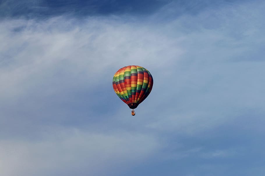 hot air balloon on air, aircraft, transportation, united states, HD wallpaper