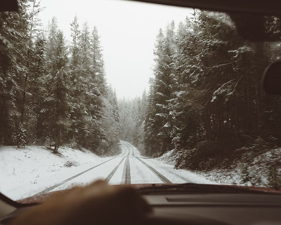 united states, mount hood national forest, car, road, snow, HD wallpaper