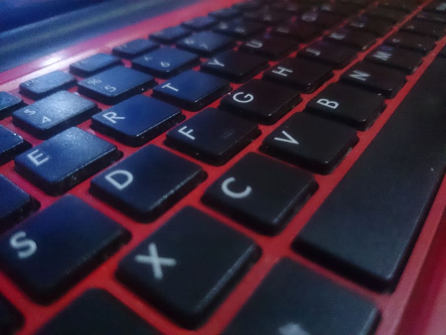 black, keyboard, red, technology, laptop, windows, computer keyboard HD wallpaper
