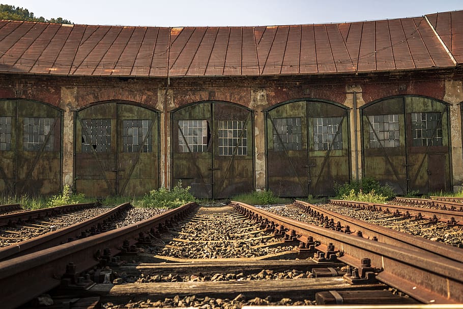 Railroad Tracks, abandoned, daylight, decay, guidance, line, locomotive
