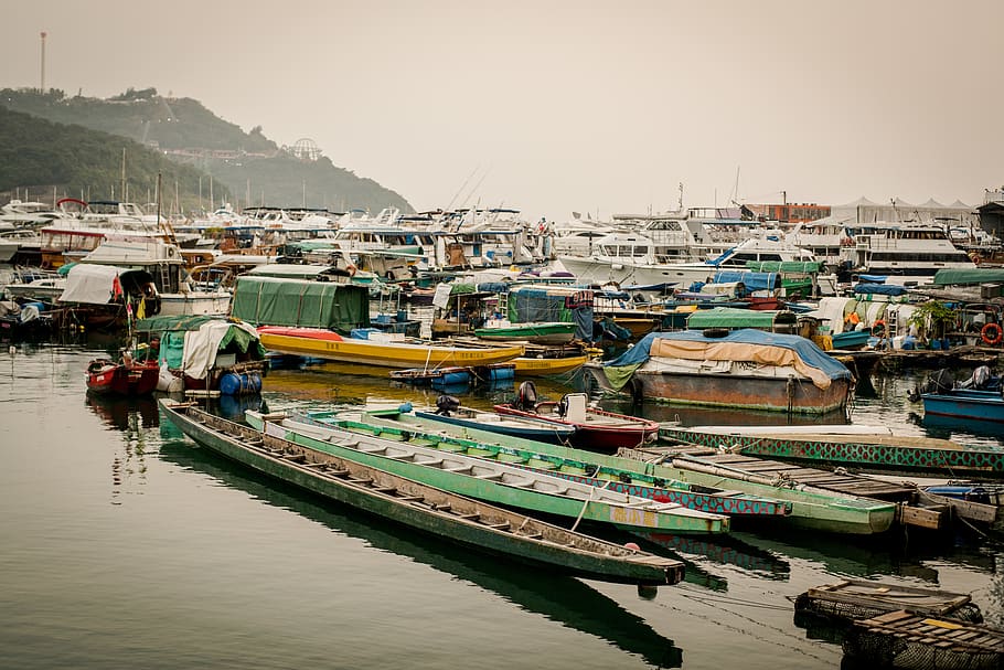 hong kong, ap lei chau, water, nautical vessel, transportation, HD wallpaper
