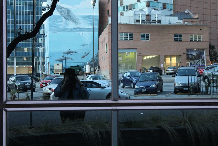 dallas, reflection, hat, portrait, car, city, building exterior HD wallpaper