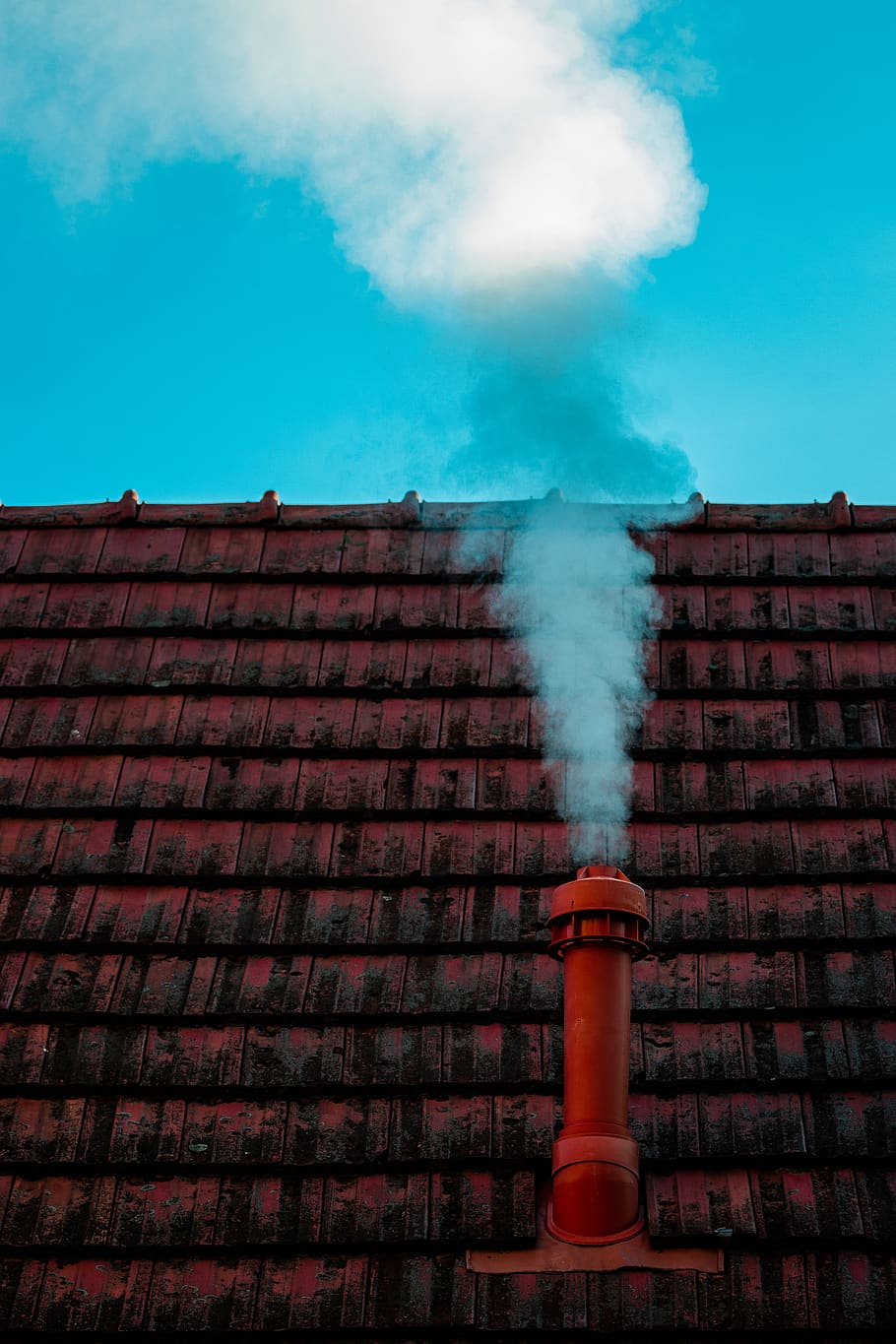 red tunnel, brick, smoke, roof, fire, light, background, smooke HD wallpaper
