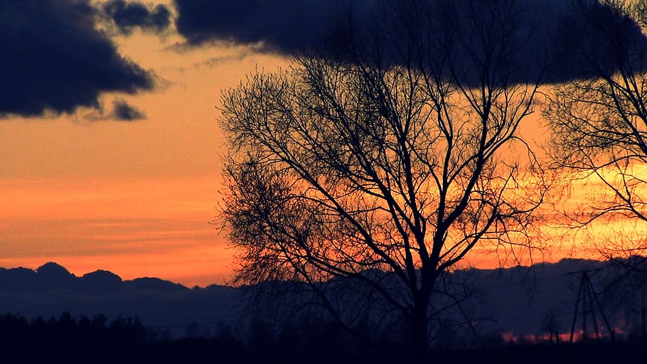 sky, sunset, holiday, clouds, twilight, mood, nature, figure HD wallpaper