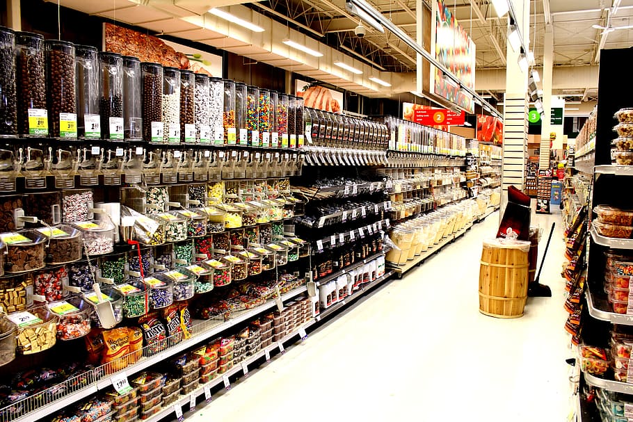 Close-up of a supermarket interior with clouds above on Craiyon