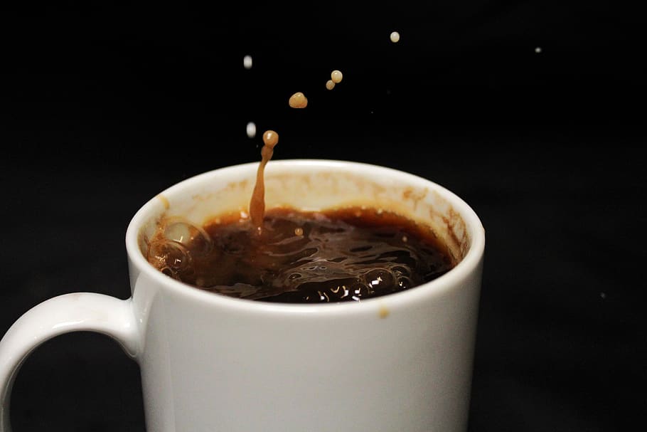white, black, splash, coffee, drink, food and drink, cup, mug HD wallpaper