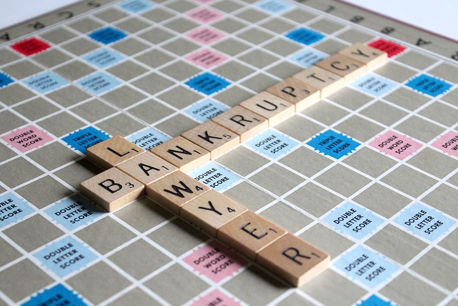 bankruptcy letter scrabble, crossword puzzle, game, business