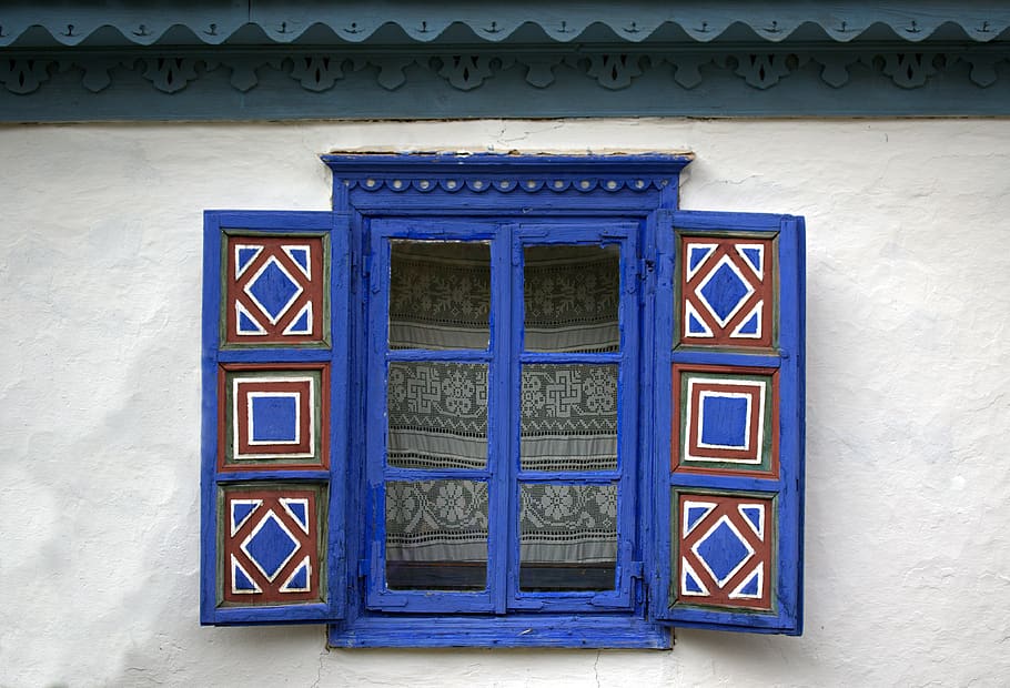 window, blue, traditional, drawing, design, built structure HD wallpaper