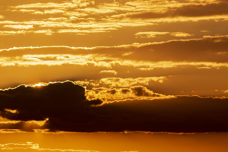 cloud formation during golden hour, sunlight, nature, flare, outdoors HD wallpaper