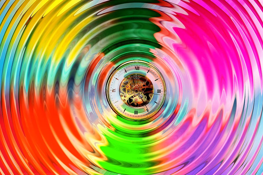 color, circle, wave, clock, time, timeless, abstract, background HD wallpaper