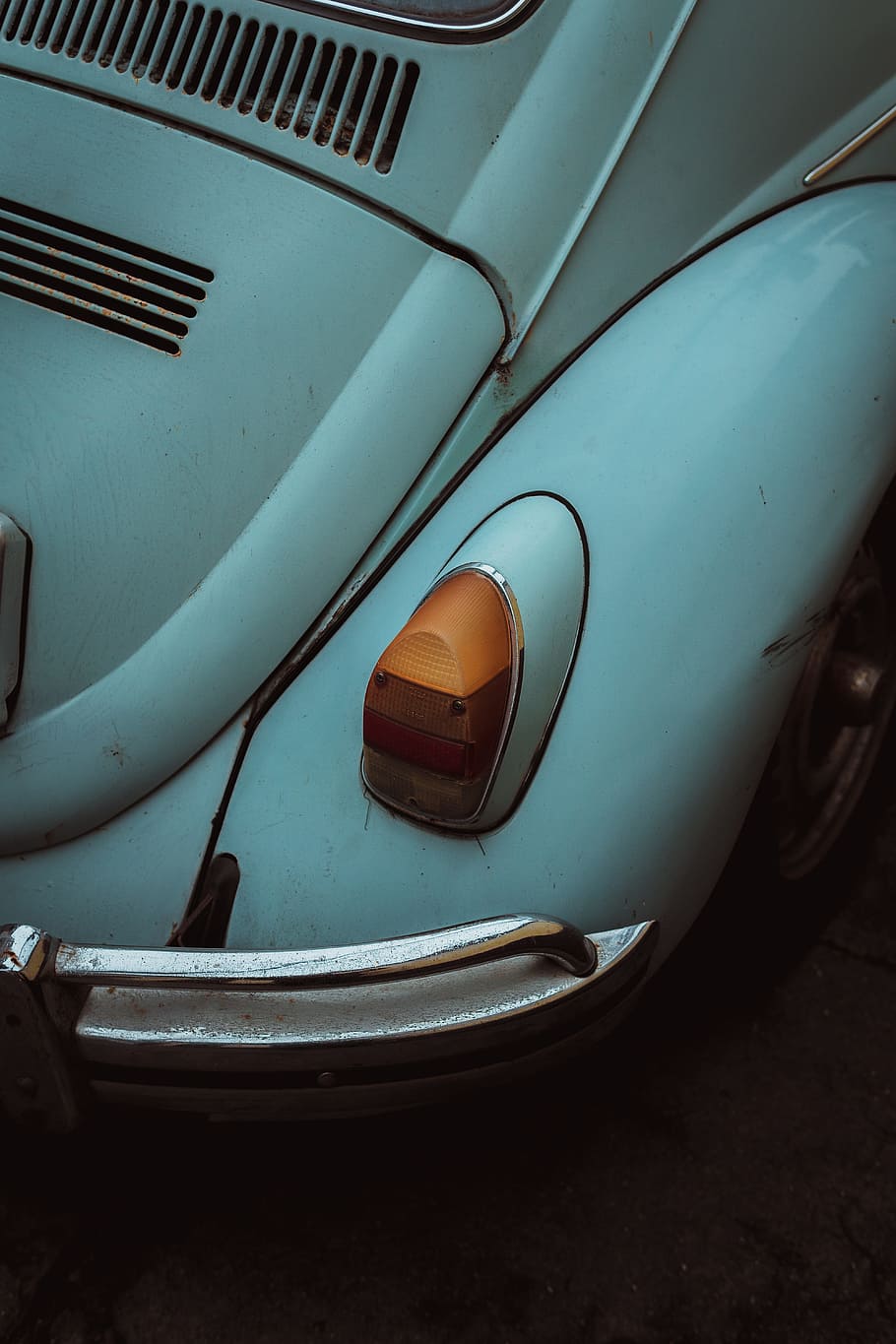 white beetle on road, car, rear light, vintage, classic car, retro, HD wallpaper