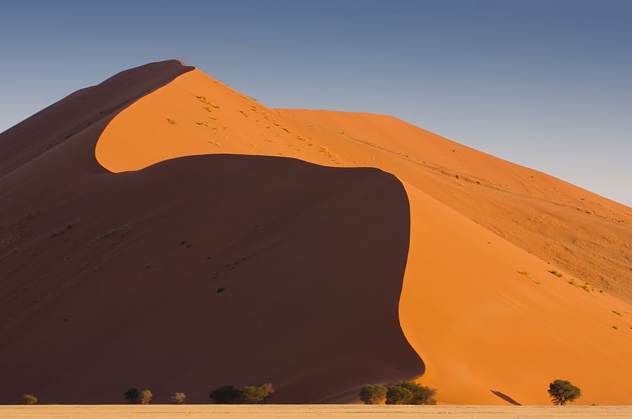 brown desert under blue sky, sand dune, scenics - nature, landscape HD wallpaper