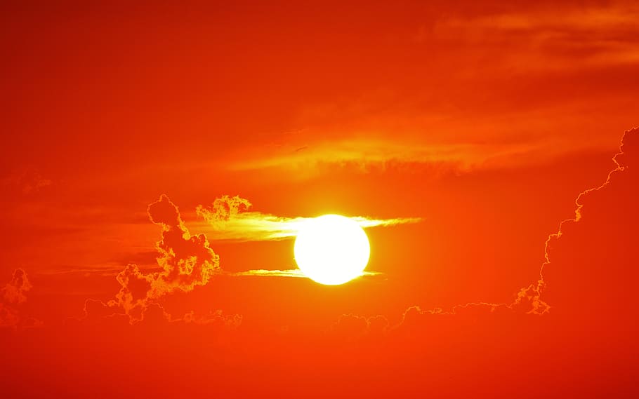 sunset, clouds, evening sky, abendstimmung, atmospheric, mood HD wallpaper