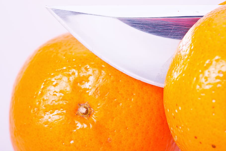 orange, fruit, isolated, knife, ripe, diet, organic, yellow HD wallpaper