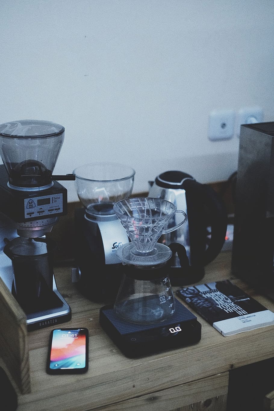 black and gray coffeemaker on brown surface, phone, electronics HD wallpaper