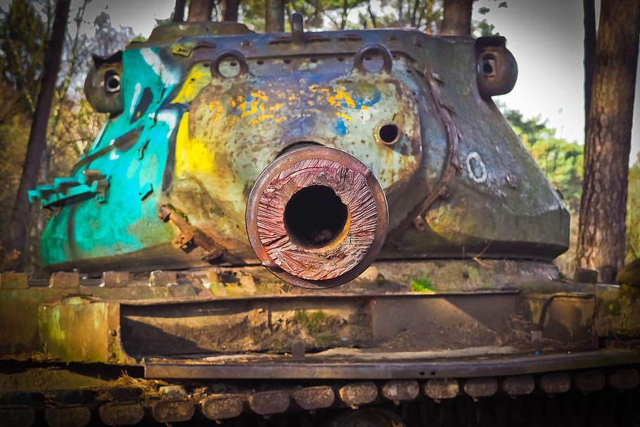 lost places, panzer, wreck, metal, broken, military, old, army, HD wallpaper