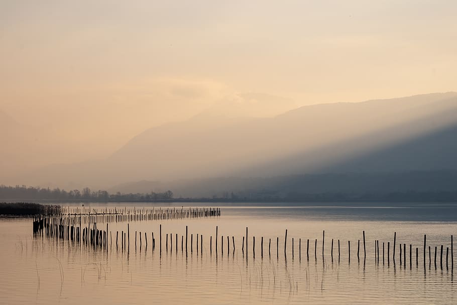 cloudy mountain scenery, water, sky, scenics - nature, beauty in nature HD wallpaper