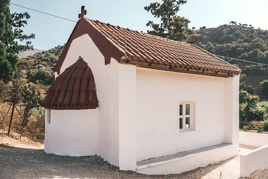 crete, greece, old, isolated, landscape, religion, church, clay HD wallpaper