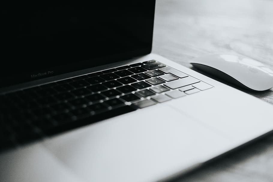 MacBook Pro near Magic Mouse, technology, communication, wireless technology HD wallpaper