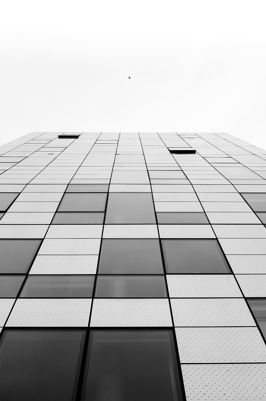 ant's view building, office building, town, city, high rise, urban HD wallpaper