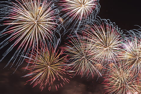 fireworks during nighttime, nature, outdoors, land, beach, water HD wallpaper