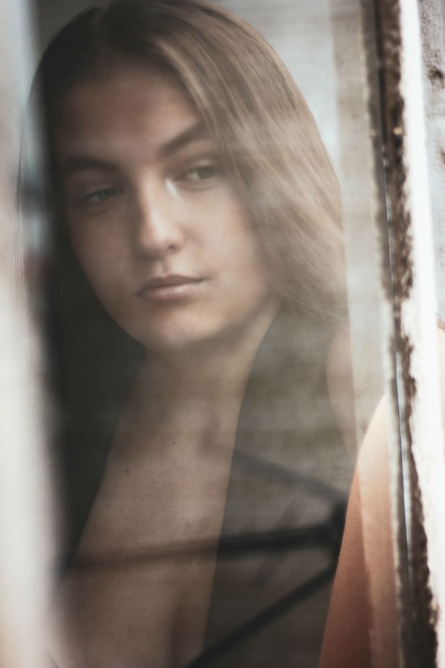 portrait, one person, window, headshot, women, adult, contemplation HD wallpaper